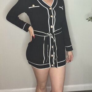 Black Long Sleeve Dress with Gold Buttons